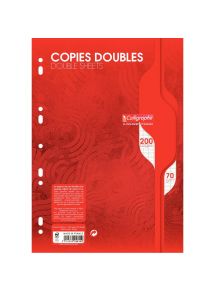 Copies doubles perforées 21x29,7cm, grands carreaux, 200 pages, 90g