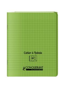 Cahier polypro avec rabat 17x22cm, 96p, grands carreaux, vert