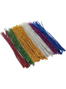 Sac de 100 chenilles diamètre 6mm longueur 30 cm métal assorti