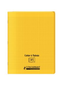 Cahier polypro avec rabat 24x32cm, 48p, grands carreaux, jaune