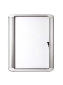 Vitrine d'extérieur fond magnétique laqué blanc, cadre aluminium - 9 feuilles A4