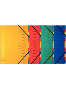 Trieur en carte 12 compartiments, 24,5x31,5cm, coloris assortis