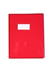 Protège-cahier 24x32cm 20/100è en PVC avec porte-étiquette Rouge