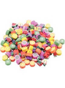 Sac de 300 perles en forme de fruit en pâte de polymère assortis