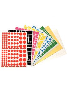 Gommette ronde, pochette de 18 planches, tailles et couleurs assorties