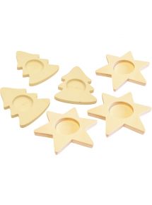 Lot de 6 bougeoirs sapins + étoiles assortis
