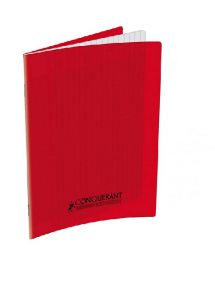 Cahier polypro 21x29,7cm, 140p, grands carreaux, rouge