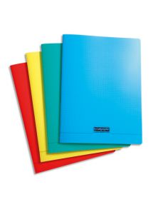 Cahier polypro 24x32cm, 96p, petits carreaux, piqûre 90g, couleurs assorties