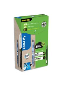 Stylo bille encre gel B2P Gel, écriture 0,4mm, noir, pack de 10 stylos + 10 recharges