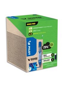 Marqueurs Vboard Master Begreen, pointe ogive 2 mm, greenpack de 10 marqueurs + 10 recharges assortis