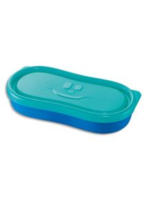 Boîte à Snack étanche capacité 15 cl, dimensions 7,4x14,9x2,93cm, bleu, lot de 2