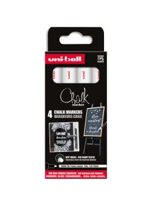 Marqueur craie Chalk marker, pointe ogive fine, blanc, pochette de 4