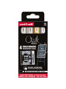 Marqueur craie Chalk marker, pointe ogive, pochette de 4 assortis