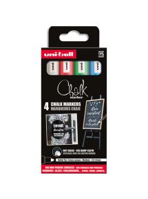 Marqueur craie Chalk marker, pointe ogive, pochette de 4 assortis