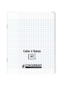 Cahier polypro avec rabat 17x22cm, 48p, grands carreaux, incolore