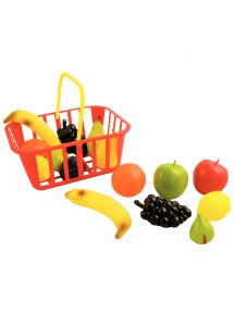 Panier de 15 fruits en plastique assortis, taille réelle