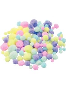 Sachet de 300 pompons pastel assortis