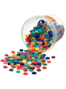 Pot de 420 mosaïques Smalt 120 carrées, 120 rondes, 40 couleurs assorties
