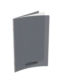Cahier polypro 24x32cm, 96p, grands carreaux, gris