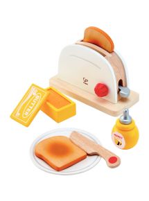 Toaster en bois blanc et accessoires
