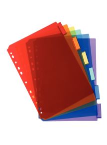 Jeu de 6 intercalaires à onglets personnalisables en polypropylène coloré, format A4