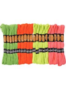 Sachet de 28 échevettes fluo pour bracelets brésiliens - 8m - 4 couleurs