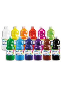 Gouache ultra lavable Giotto, lot de 8 flacons de 1l, couleurs assorties