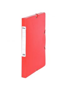 Boîte de classement à élastique en carte 25x33cm, dos 2,5cm, rouge