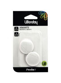 Aimant rond, diamètre 25 mm, blister de 5 couleur blanc
