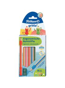 Etui de 9 crayons de couleurs Griffix assortis