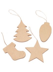 Lot de 20 suspensions 3D de Noël en carton brun