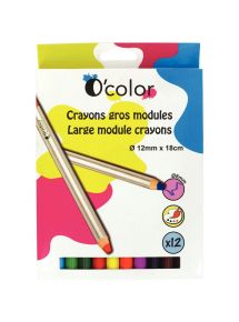 Crayon de couleur O'color, gros module, boîte 12 
