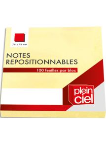 Bloc jaune Plein Ciel format 76x76 mm, 100 feuilles