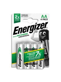 Pile Energizer Universal rechargeable AA LR6 1300 mAh, pack de 4 piles