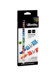 Boîte de 12 tubes 12ml de gouache en pâte, couleurs assorties
