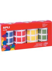Lot de 4 rouleaux de maxi gommettes carrées 20 mm