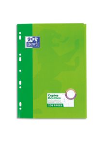Copies doubles perforées 21x29,7cm, grands carreaux, 200 pages, 90g, 