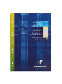 Feuillets mobiles Metric perforés 21x29,7cm, grands carreaux, 200 pages, assortis 4 couleurs