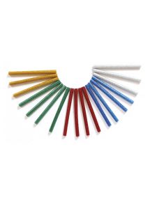 Bâton de colle pailletée pour pistolet 10cm, diam. 7mm, sachet de 25 couleurs assorties