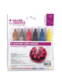 Crayon de cire liquide 30ml, lot de 6 couleurs assorties