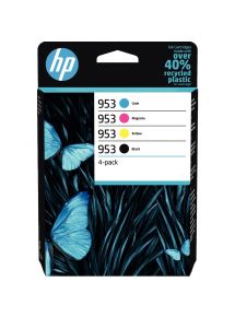 HP 953 pack de 4 cartouches d'encre noire, cyan, magenta et jaune authentiques (6ZC69AE)