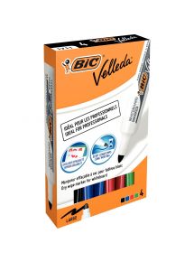 Marqueur Velleda pointe ogive, pochette de 4 couleurs