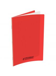 Cahier polypro 24x32cm, 60p, grands carreaux, rouge