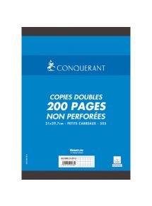 Copies doubles non perforées 21x29,7cm, petits carreaux, 70g, 200 pages