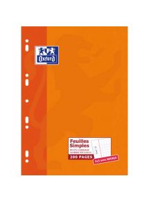 Feuillets mobiles perforés 21x29,7cm, petits carreaux, 200 pages, 90g