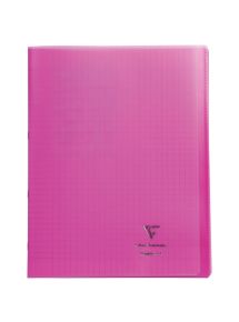 Cahier piqûre 96 pages Koverbook, 24x32 cm, seyès 90g, couverture polypropylène rose
