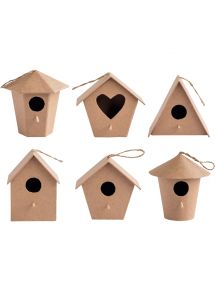 Lot de 6 nichoirs à oiseaux en carton, modèles assortis