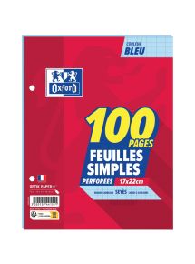 Sachet de 50 feuillets mobiles, format 17x22 cm, seyès, bleu