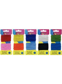 Lot de 5 cartes ( 2 fils par carte ), de 8m x diamètre 0,7mm, fil élastique fin 10 coloris assortis