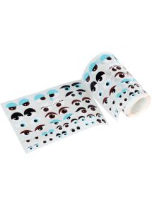 Gommette yeux noir et blanc, 6 modèles diam.14mm, rouleau de 200
